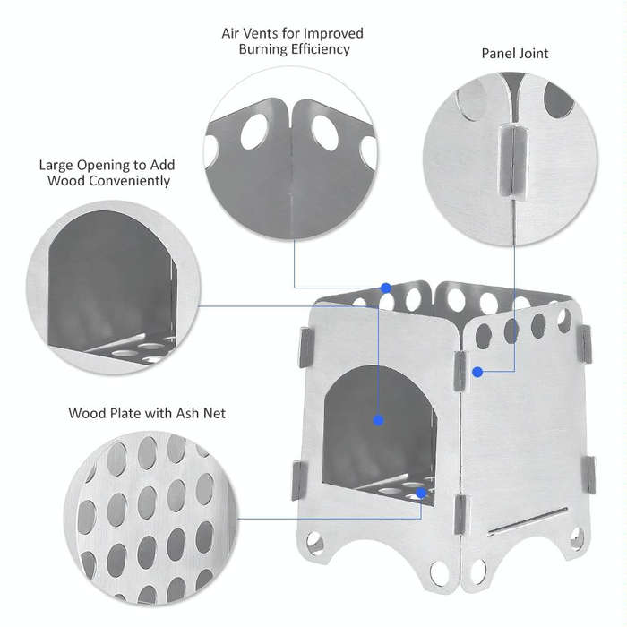 Camping Wood Stove Ultralight Folding Pocket Stove Outdoor Backpacking Cooking Wood Burning Stove...