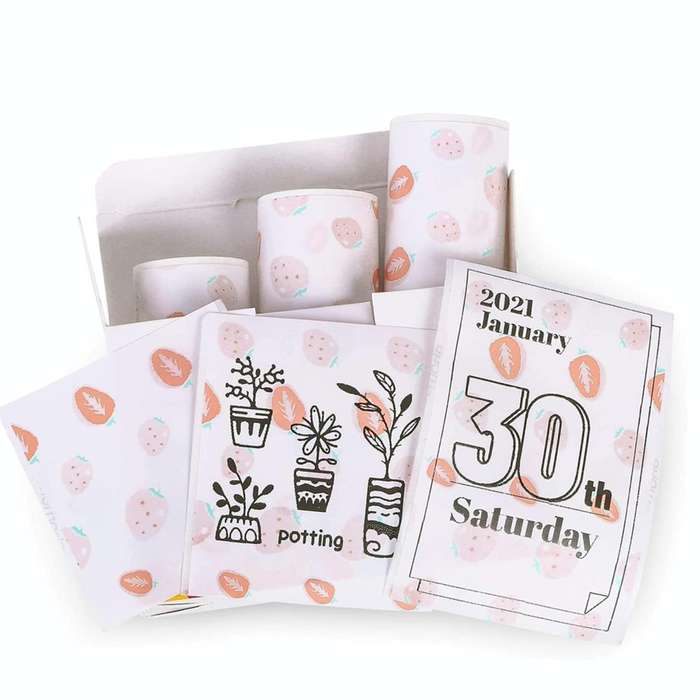 For Phomemo T02 3rolls Bluetooth Printer Thermal Paper Label Paper 50mmx3.5m 20 Years Milk Strawb...