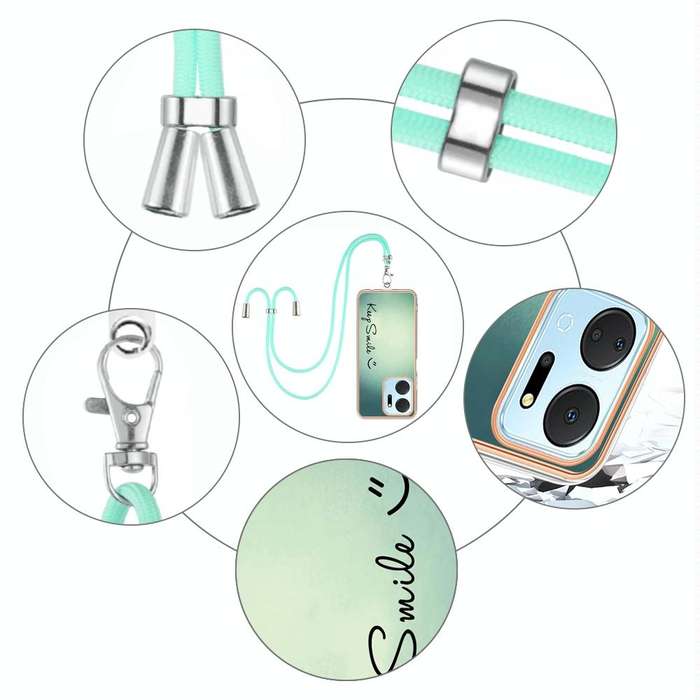 For Honor X7a Electroplating Dual-side IMD Phone Case with Lanyard(Smile)