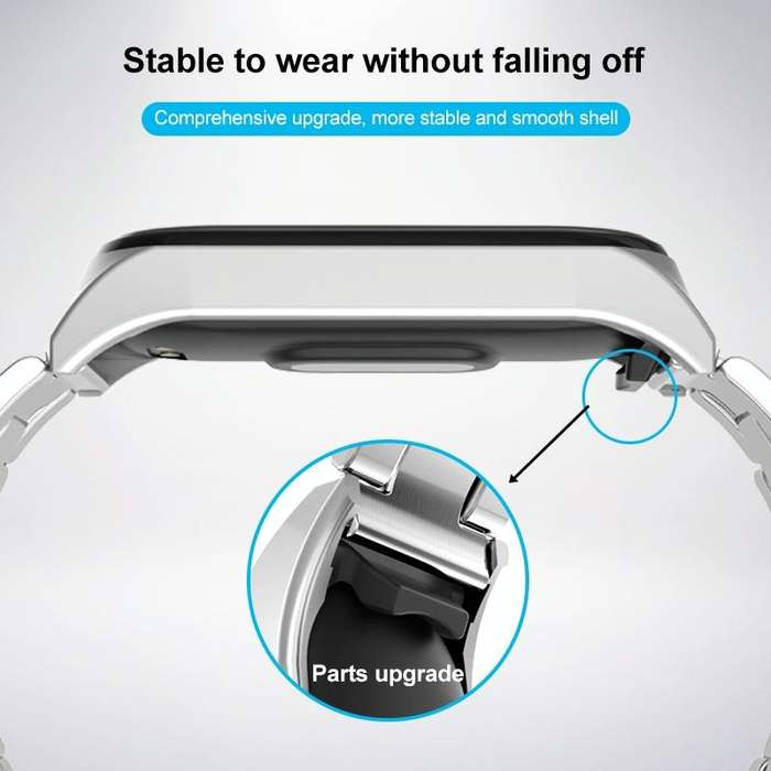 For Xiaomi Mi Band 7 Three-bead Stainless Steel Watch Band(Black)