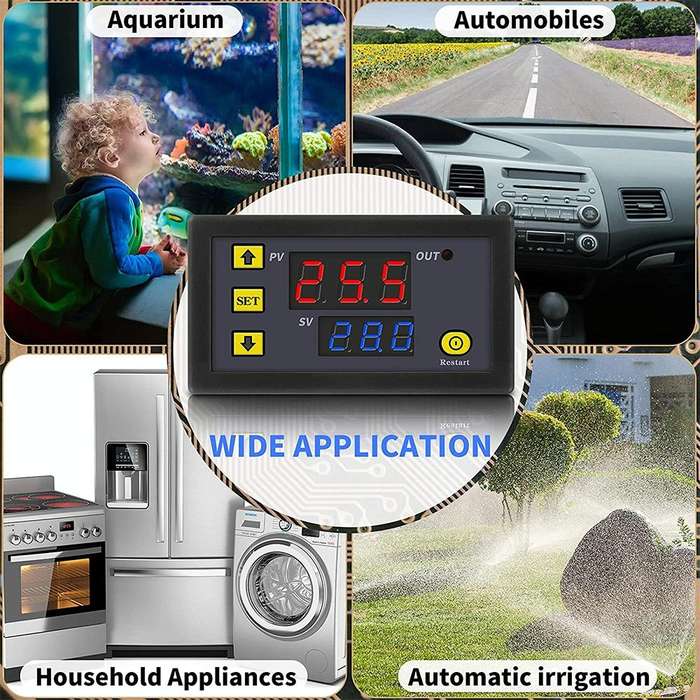 High-precision Microcomputer Intelligent Digital Display Switch Thermostat, Style:12V Power Suppl...