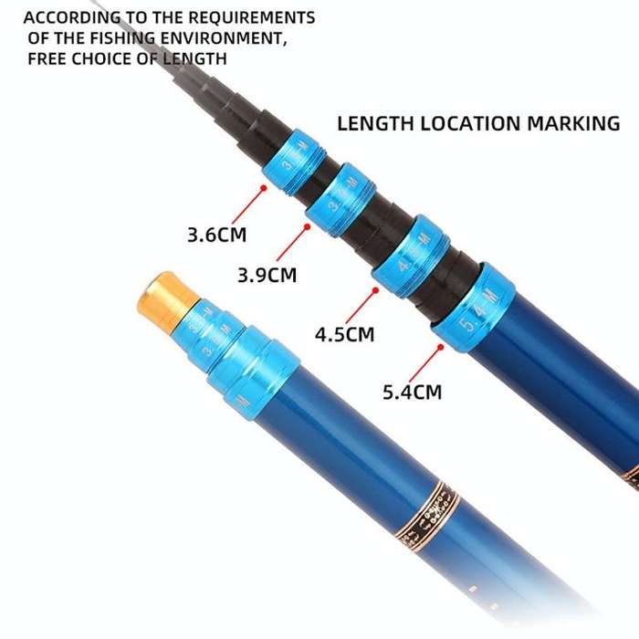 Carbon Short Section Fishing Rod Short Section Positioning Handle Rod, Length: 6.3m(Blue)