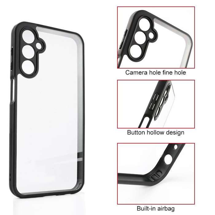 For Samsung Galaxy A24 4G Frosted TPU + Transparent PC Phone Case(Black)