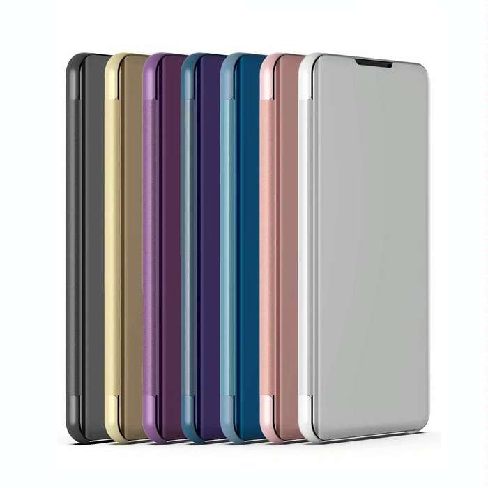 For Samsung Galaxy S20 FE 5G Plated Mirror Horizontal Flip Leather Case with Holder(Purple Blue)