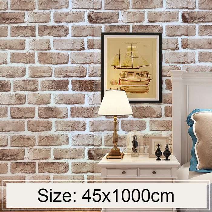 Retro Brick Creative 3D Stone Brick Decoration Wallpaper Stickers Bedroom Living Room Wall Waterp...