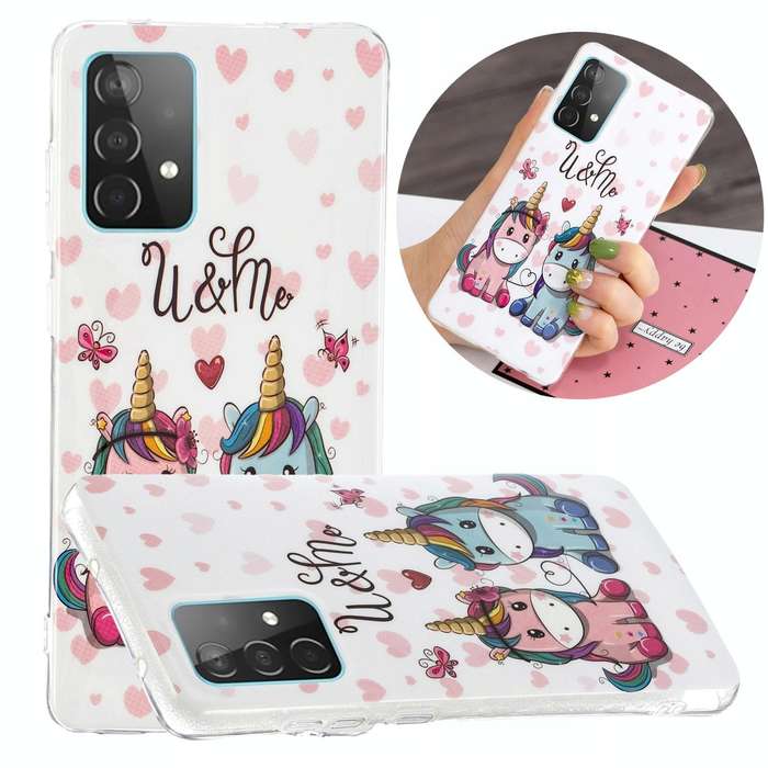 For Samsung Galaxy A52 5G / 4G Luminous TPU Mobile Phone Protective Case(Couple Unicorn)