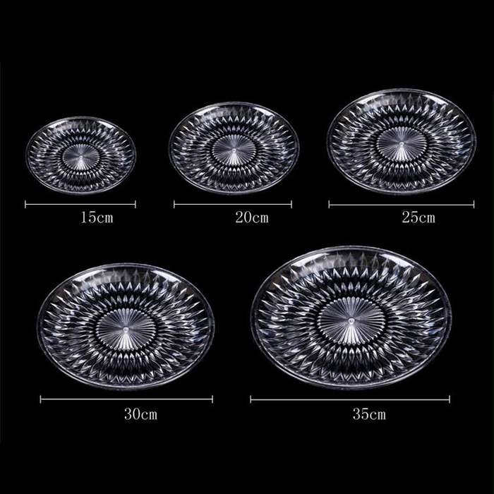 5 PCS Acrylic Round Transparent Fruit Dish, Diameter: 15cm(Lotus)