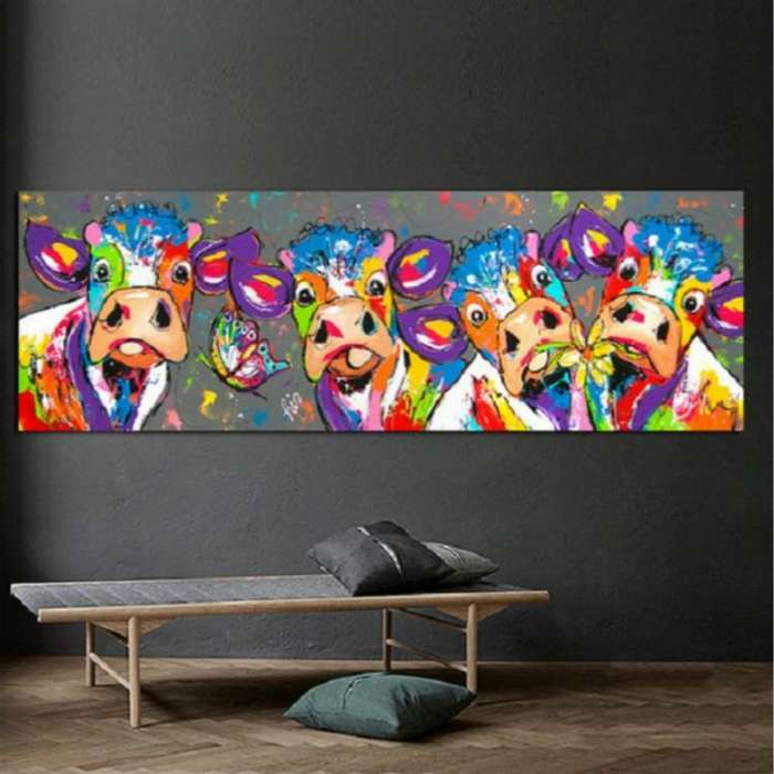 Colorful Cows Home Decoration Canvas Painting HD Inkjet Frameless Painting Core, Size:3090cm