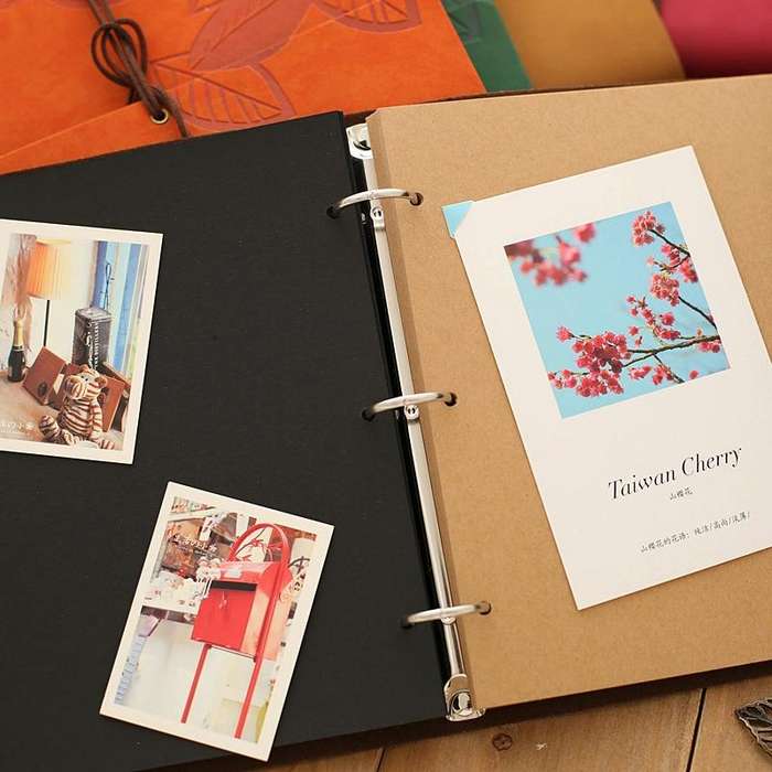 PU Leather Vintage Antique Kraft Paper Photo Albums(Khaki)