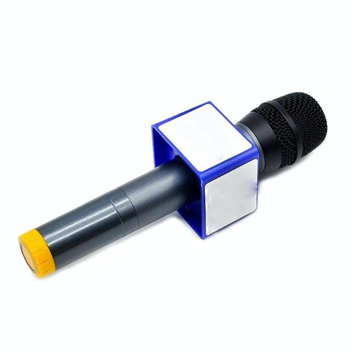 Interview Microphone Logo Flag Station, Spec: Square Blue