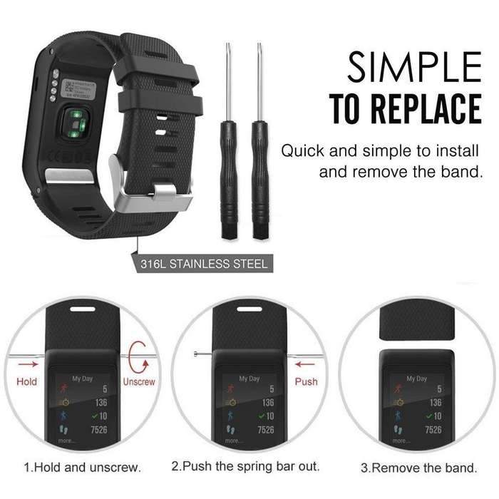 Silicone Sport Watch Band for Garmin Vivoactive HR(Black)