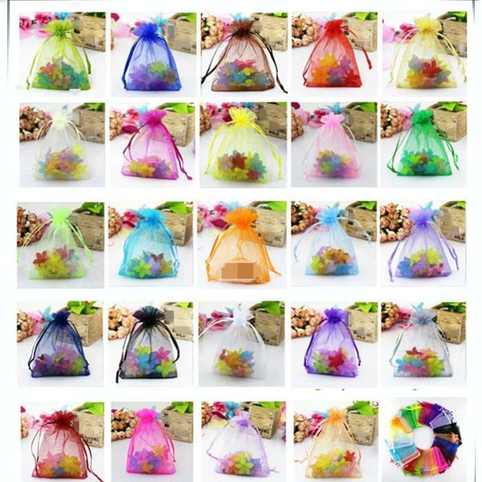 100 PCS Organza Gift Bags Jewelry Packaging Bag Wedding Party Decoration, Size: 7x9cm(D20 Brown)