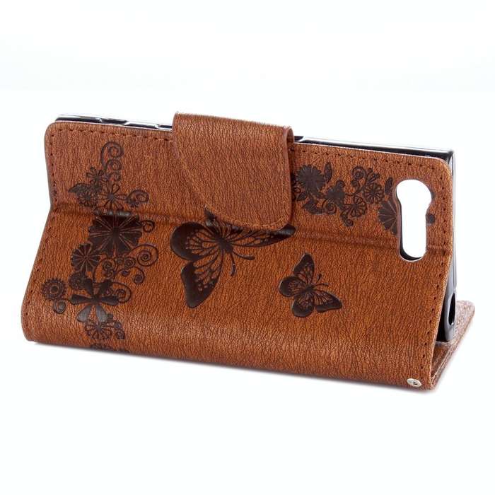 For Sony Xperia X Compact Butterflies Embossing Horizontal Flip Leather Case with Holder & Card S...