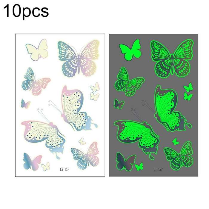 10 PCS Waterproof Luminous Tattoo Stickers Gradient Temporary Tattoo Stickers(EI-137)