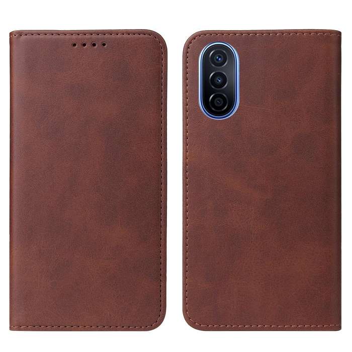 For Huawei Nova Y70 Magnetic Closure Leather Phone Case(Brown)