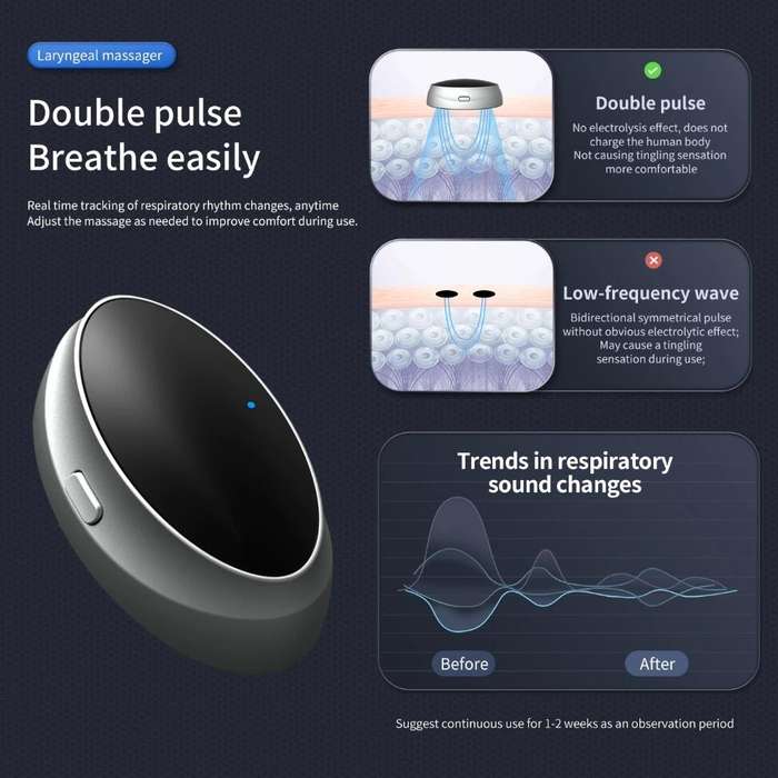 Smart Anti-snoring Device TENS Double Pulse Sound Wave Induction Sleep Snoring Breathing Correcto...