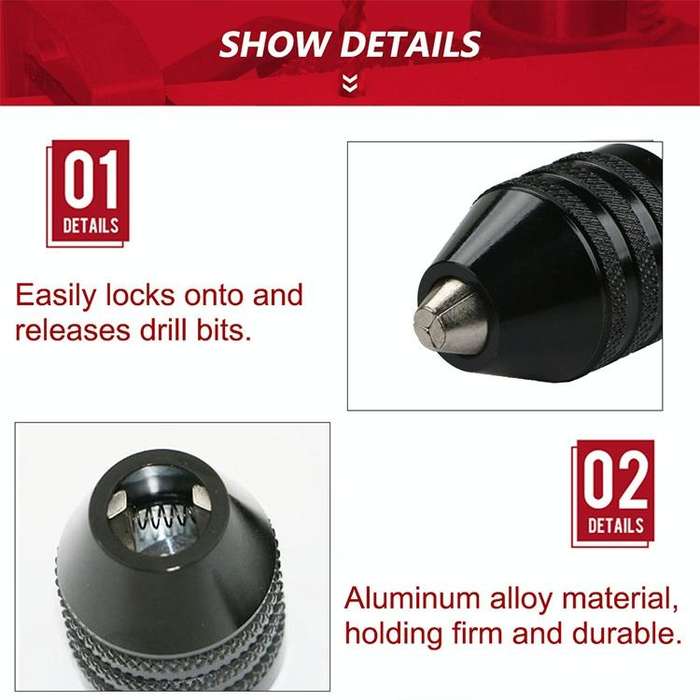 Hex Shank Mini Drill Chuck Conversion Three Jaw Chuck Power Tool, Model:3mm Round Chuck (0.3-3.4mm)