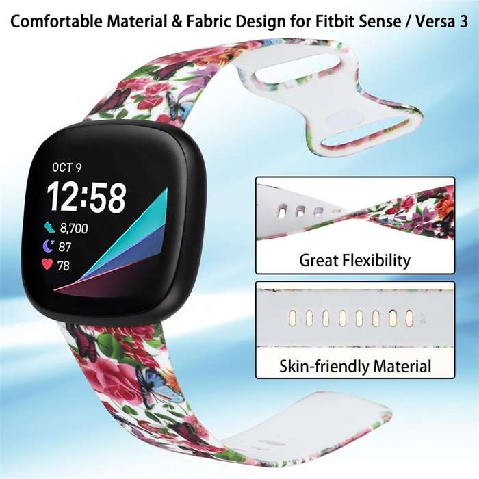For Fitbit Versa 3 Printing Watch Band, Size:L(K)