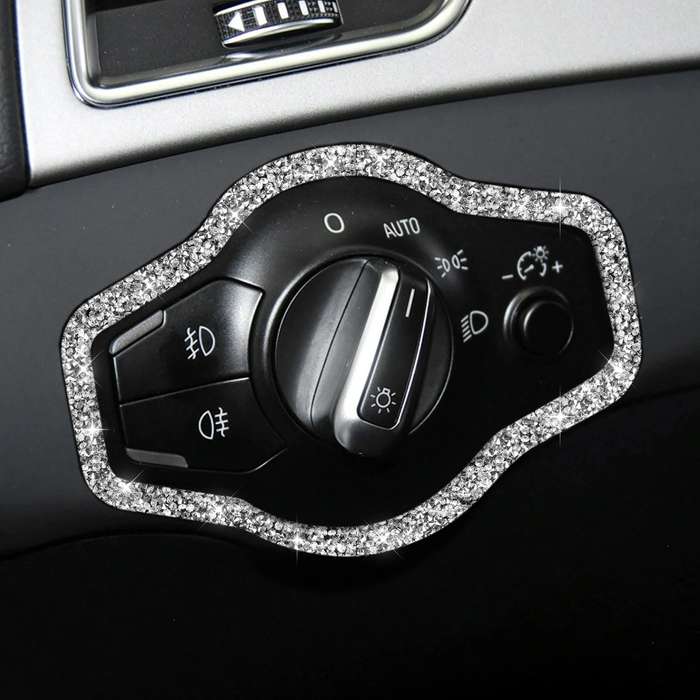 For Audi A4 / A5 / Q5 Car Headlight Switch Frame Diamond Decoration Sticker, Left and Right Drive