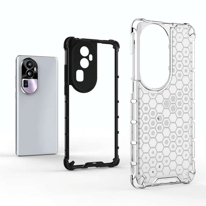 For OPPO Reno10 Pro+ Shockproof Honeycomb Phone Case(Black)