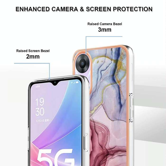 For OPPO A78/A58 Electroplating Marble Dual-side IMD Phone Case(Rose Red 014)
