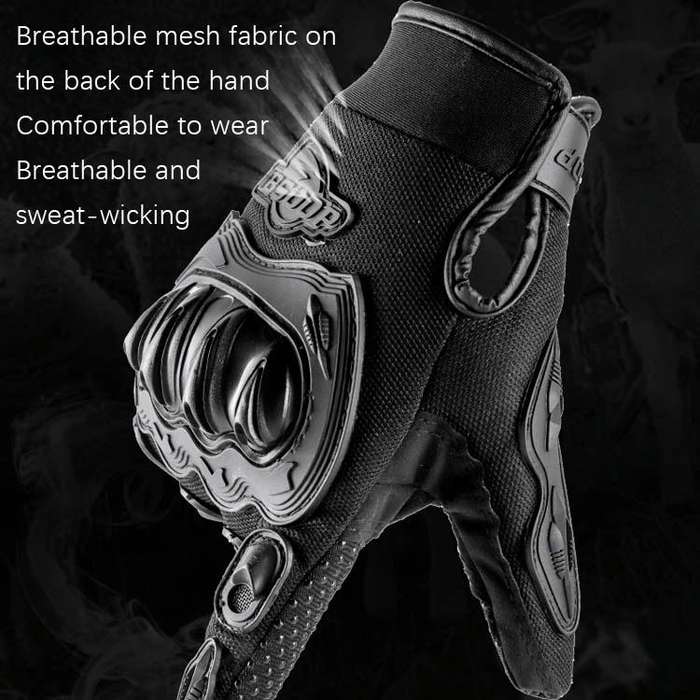 BSDDP RH-A0107 Motorcycle Riding Anti-Fall Full Finger Gloves, Size: L(Black+Grey)