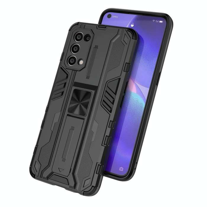For OPPO Reno5 5G / 4G Supersonic PC + TPU Shock-proof Protective Case with Holder(Silver)