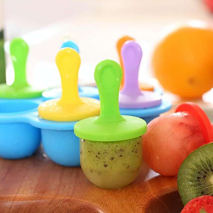 Silicone Mini Ice Pops Mold Ice Cream Ball Lolly Maker Popsicle Molds Baby DIY Food Supplement To...