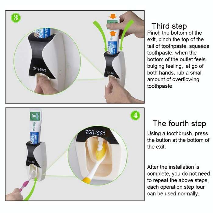 Automatic Toothpaste Dispenser Set with 5 Toothbrush Holder (Orange)