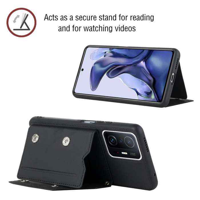 For Xiaomi Mi 11T / Mi 11 Pro Skin Feel PU + TPU + PC Back Cover Shockproof Phone Case with Card ...