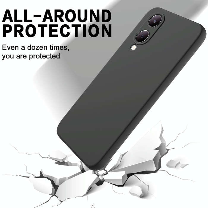 For vivo Y17s 4G Pure Color Liquid Silicone Shockproof Phone Case(Black)