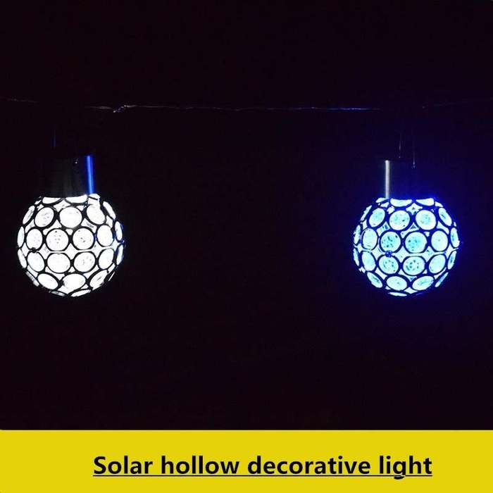 2 PCS Solar Hollow Ball Pendent Lamp Decorative Garden Light(White Light)