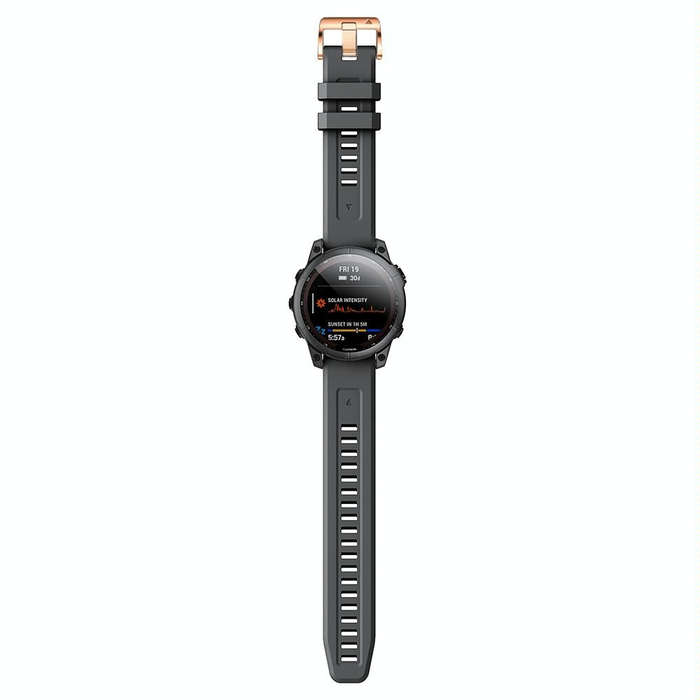 For Garmin Fenix 7S 20mm Rose Gold Buckle Silicone Watch Band(Black)