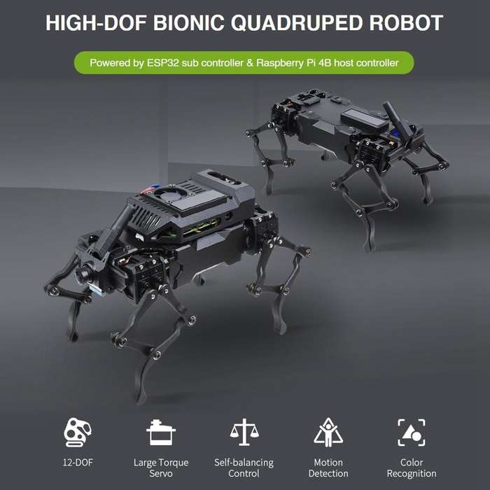 Waveshare WAVEGO 12-DOF Bionic Dog-Like Robot, Basic Version(US Plug)
