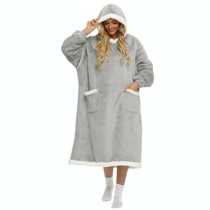 Lazy Blanket Lambswool TV Blanket Wearable Blanket, Size: Length 120CM(Mint Green)
