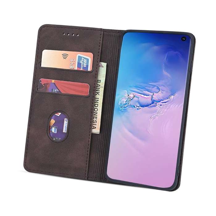 For Samsung Galaxy S9 Skin-feel Calfskin Texture Magnetic Dual-Fold Horizontal Flip Leather Case ...