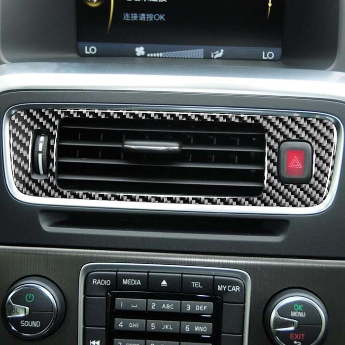 Car Carbon Fiber Central Control Below Air Outlet Decorative Stickers for Volvo V60 2010-2017 / S...