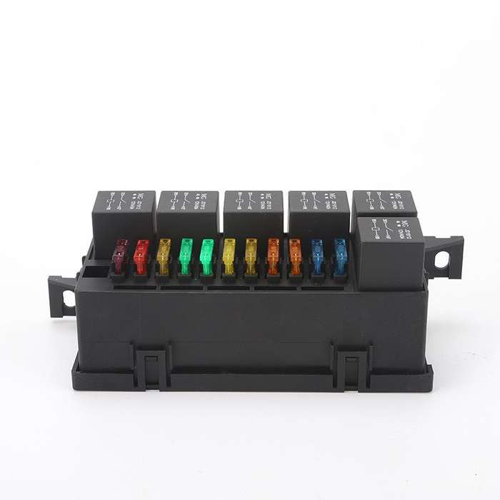 Car Modified 12V / 4Pin / 40A Black Shell 11-Way Fuse With 6-Way Relay Car Machine Cabin Link Inn...