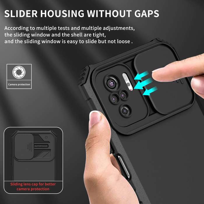 For Xiaomi Redmi Note 10 4G Stereoscopic Holder Sliding Camshield Phone Case(Black)