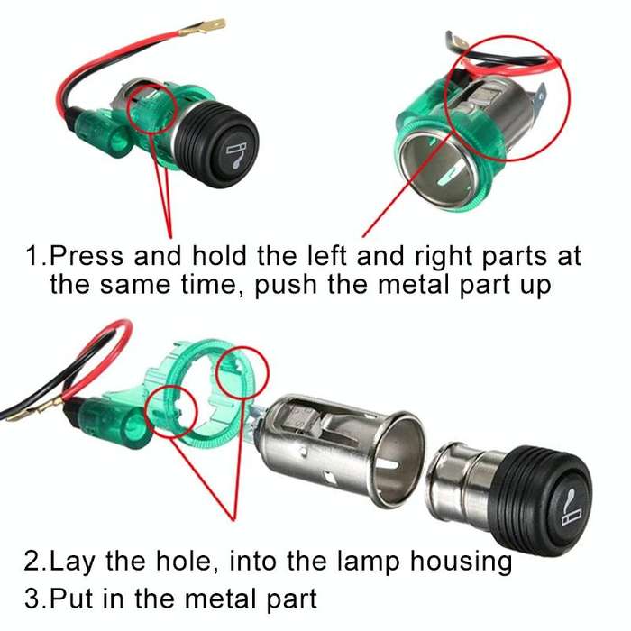 Car 10A 12V European Standard Cigarette Lighter Full Assembly with Light (Orange)