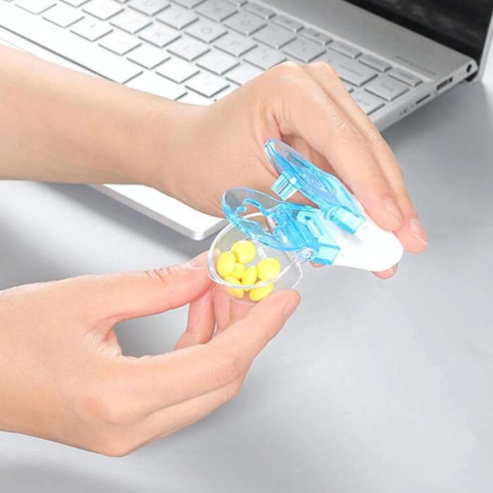 Portable Pill Taker Tablets Pills Blister Pack Opener Pills Box Case(Transparent)