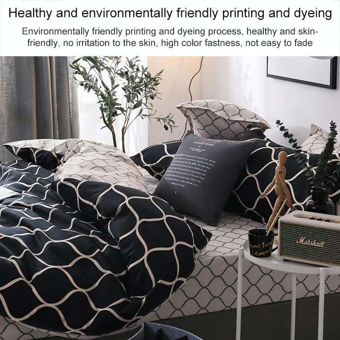 Luxury Bedding Black Marble Pattern Set Sanded Printed Quilt Cover Pillowcase, Size:200x200cm(Col...