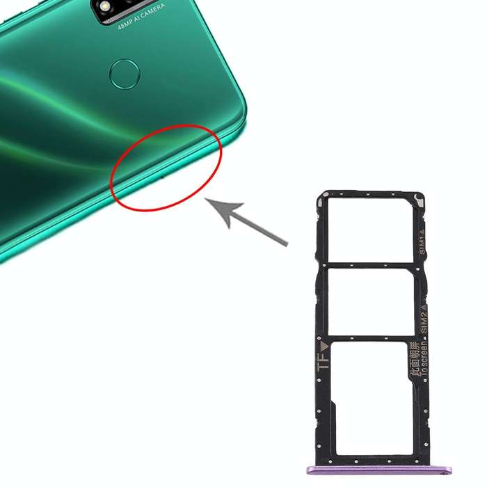 SIM Card Tray + SIM Card Tray + Micro SD Card Tray for Huawei Y8s (Purple)