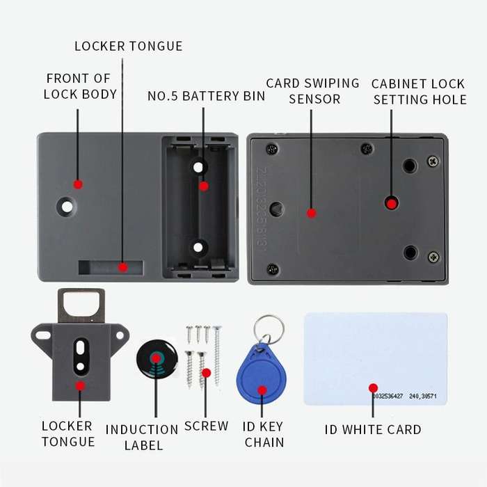 T3 ABS Magnetic Card Induction Lock Invisible Single Open Cabinet Door Lock(Grey)
