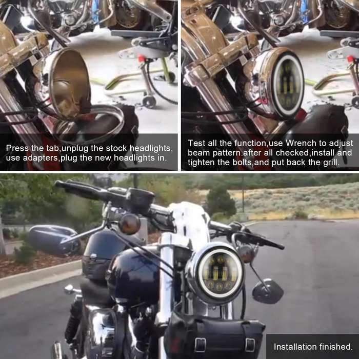 EagleVision DC9-30V 35W 6000K 4000LM 5.75 inch Round Motorcycle 6LEDs Headlight with Angel Eye fo...