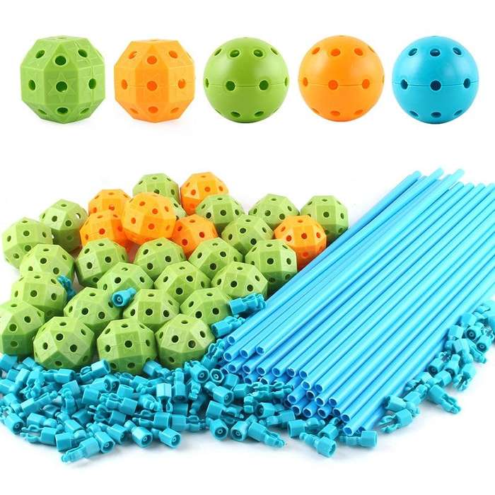 85 in 1 DIY Tent Toy Assembling Play House DIY Children Tent Building Toy(Square-Blue)