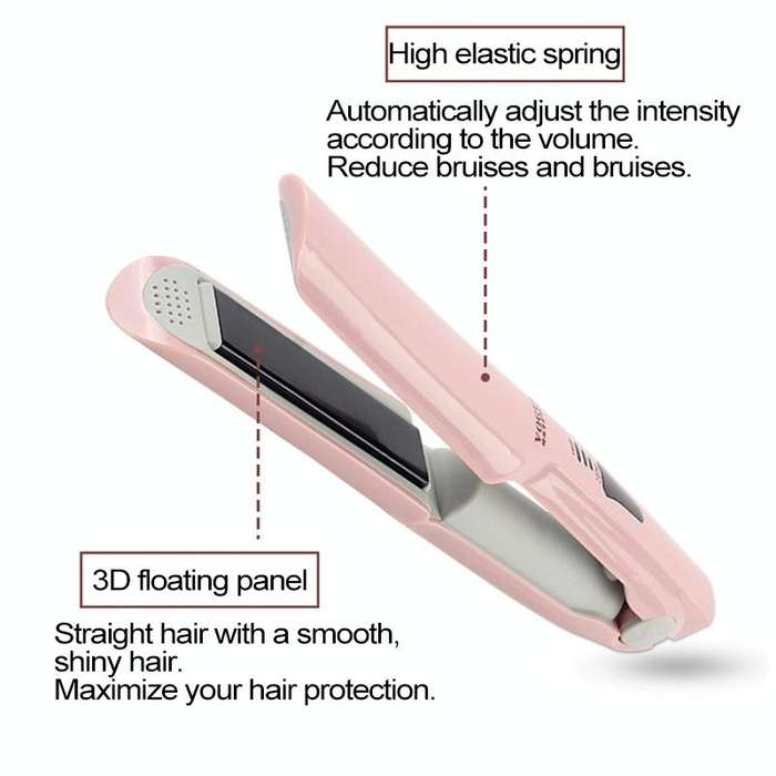 Wireless Mini USB Rechargeable Hair Straightener Hair Curler Double Purpose Hair Splint(White)