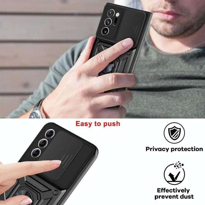 For Samsung Galaxy Note20 Ultra 5G Sliding Camera Cover Design TPU+PC Protective Case(Black)