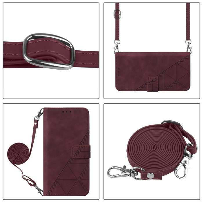For Samsung Galaxy A73 5G Crossbody 3D Embossed Flip Leather Phone Case(Wine Red)