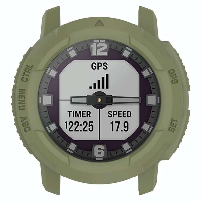 For Garmin Instinct Crossover Armor Hollow Watch Protective Case(Jungle Green)